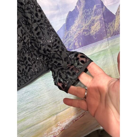 Kasper Dressy Top Black Floral Sparkle Evening Wear Back Zip Women's Size 6 - Picture 6 of 9